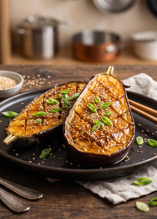 Berenjenas glaseadas con miso