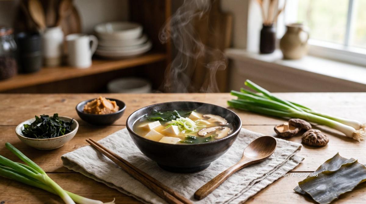 Misosuppe mit Tofu – Rezept und Bild mit KI erstellt, redaktionell geprüft
