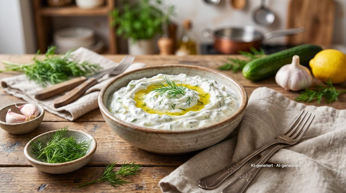 Originele Griekse tzatziki – Recept en afbeelding gemaakt met AI, redactioneel gecontroleerd