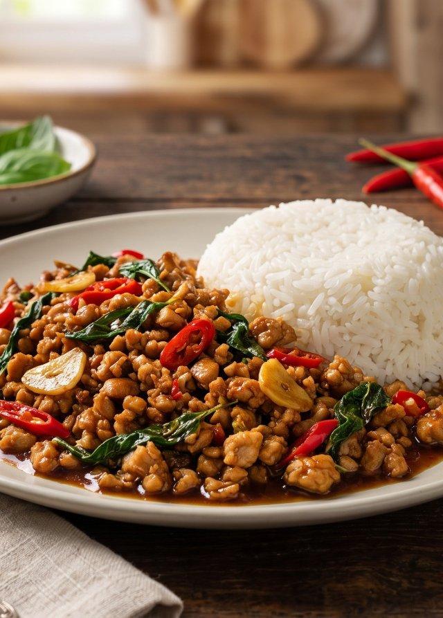 Pad Krapao – Thai-Basilikum-Hähnchen