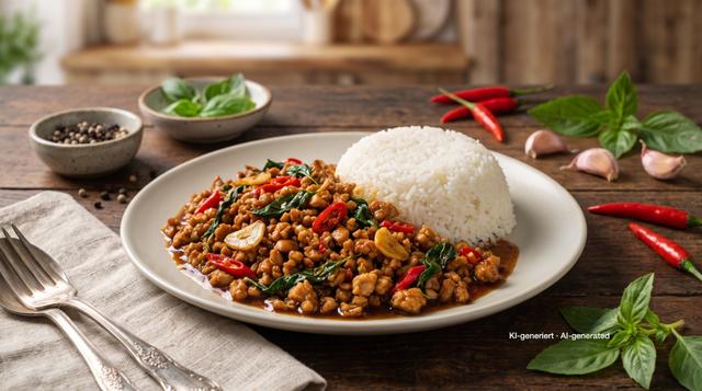 Pad Krapao – Thai-Basilikum-Hähnchen