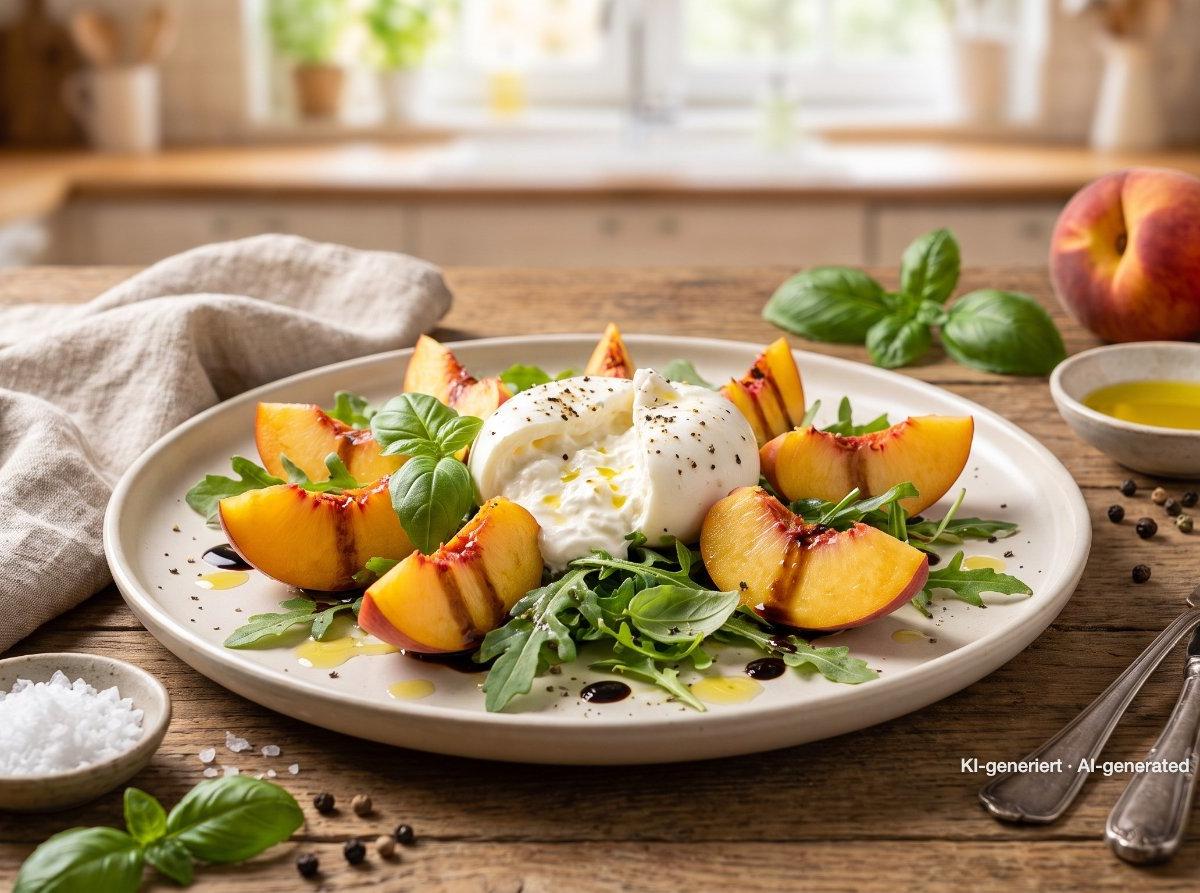 Peach and Burrata Salad with Basil