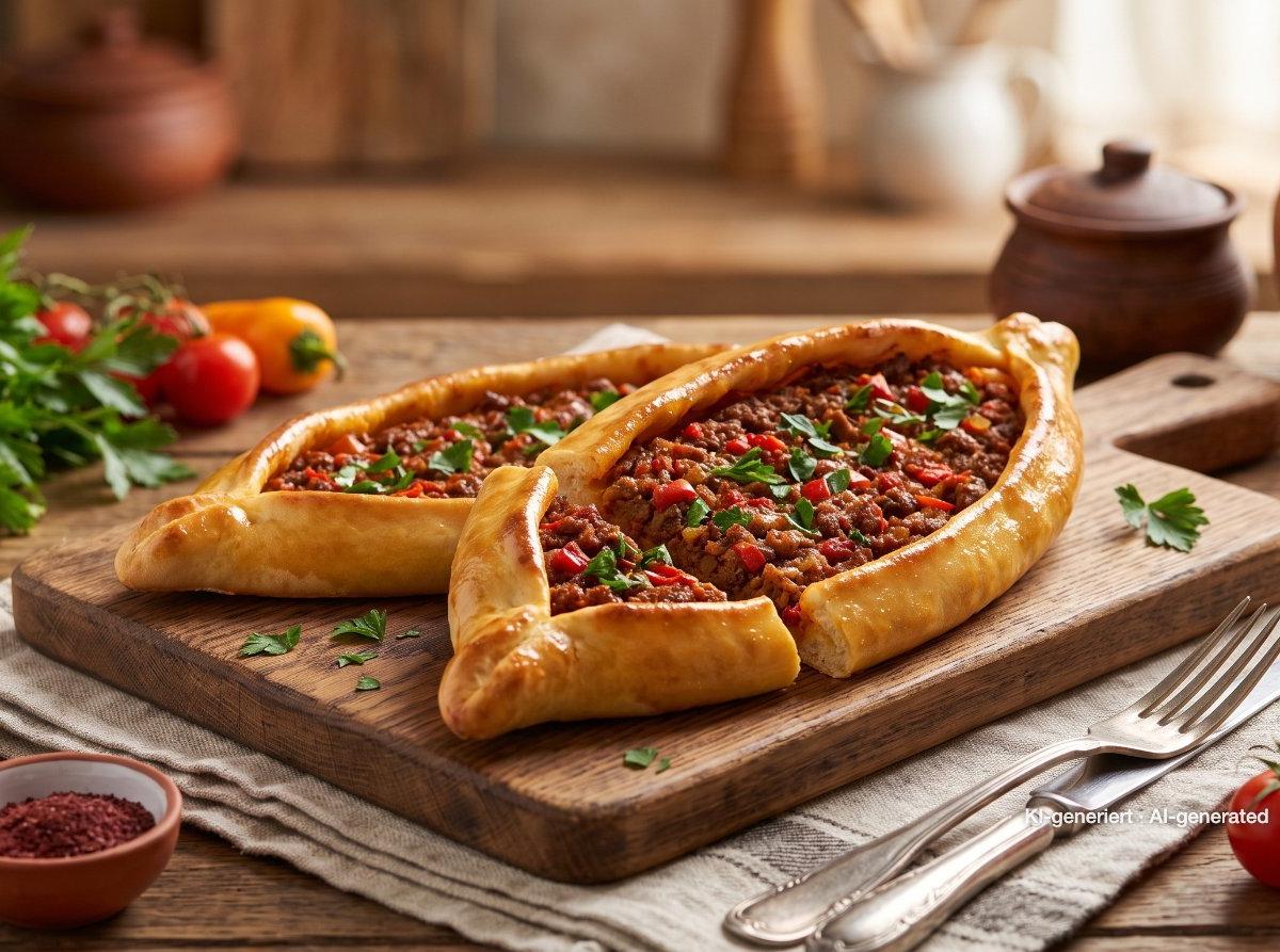 Pide turco con carne picada