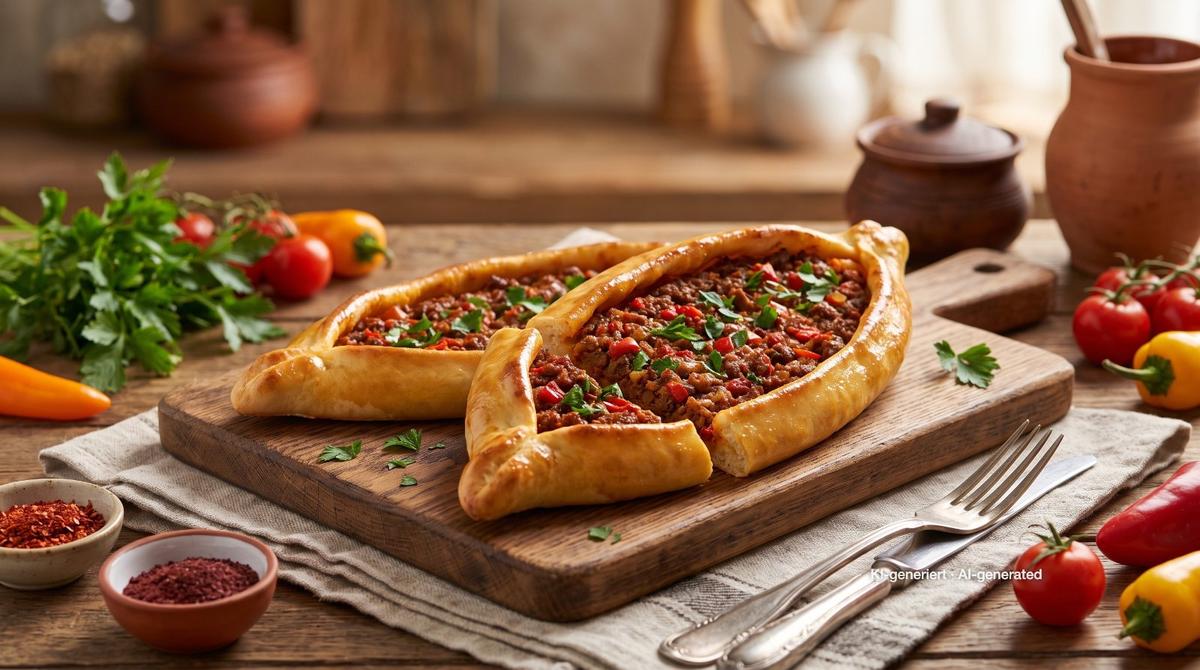Pide mit Hackfleisch – Rezept und Bild mit KI erstellt, redaktionell geprüft