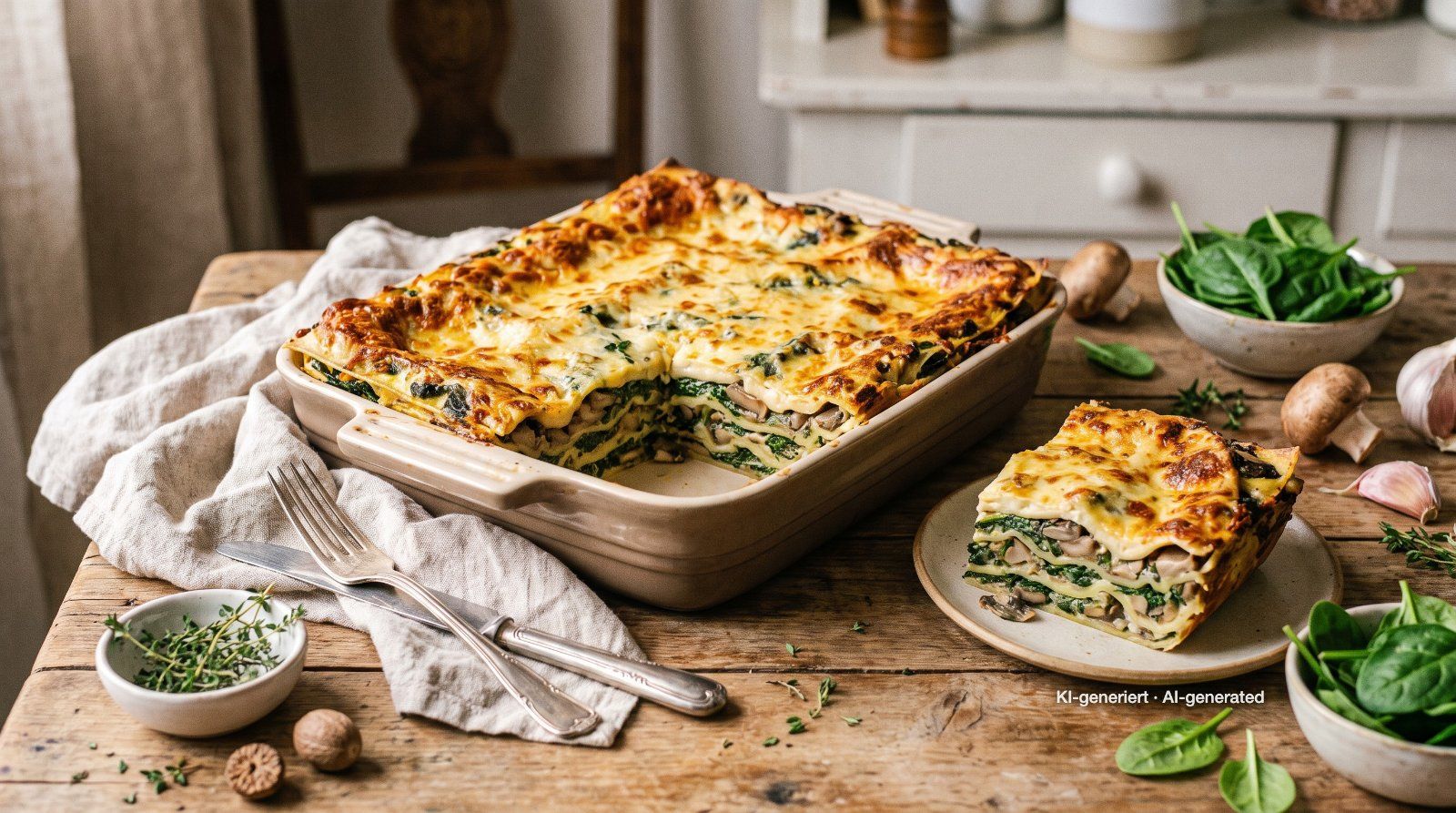 Mushroom and Spinach Lasagna