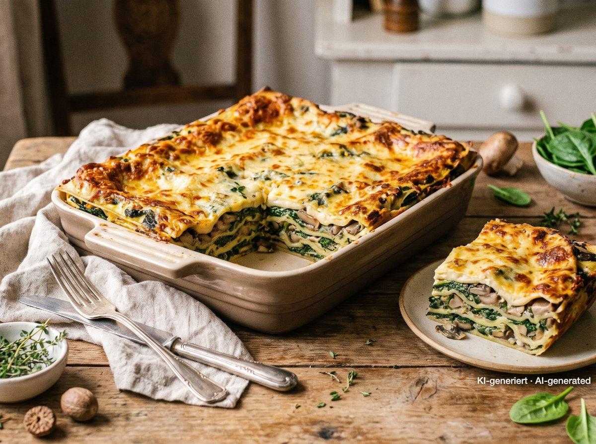 Pilz-Spinat-Lasagne