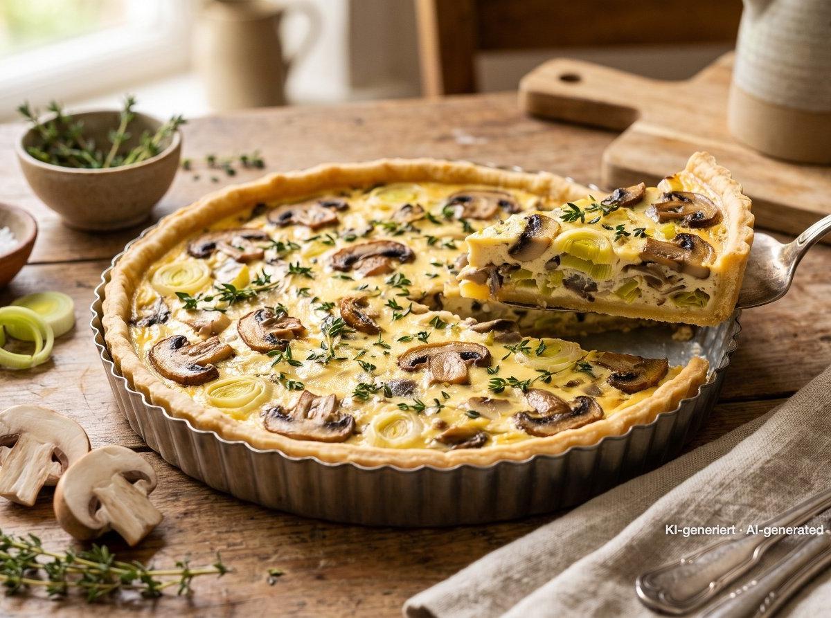 Quiche aux champignons et au thym