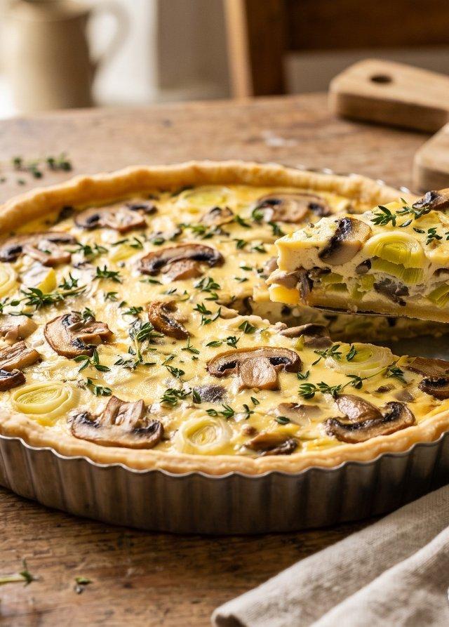 Quiche aux champignons et au thym