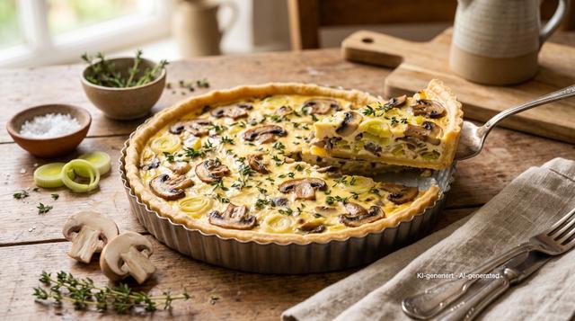 Houbový quiche s tymiánem