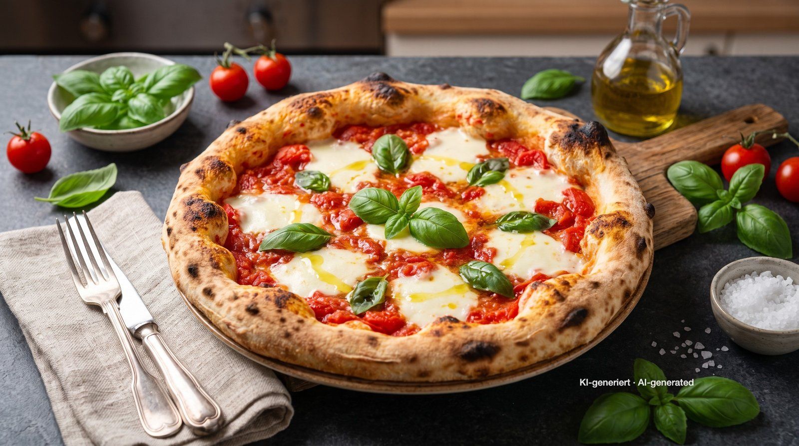 Pizza Margherita mit selbstgemachtem Teig
