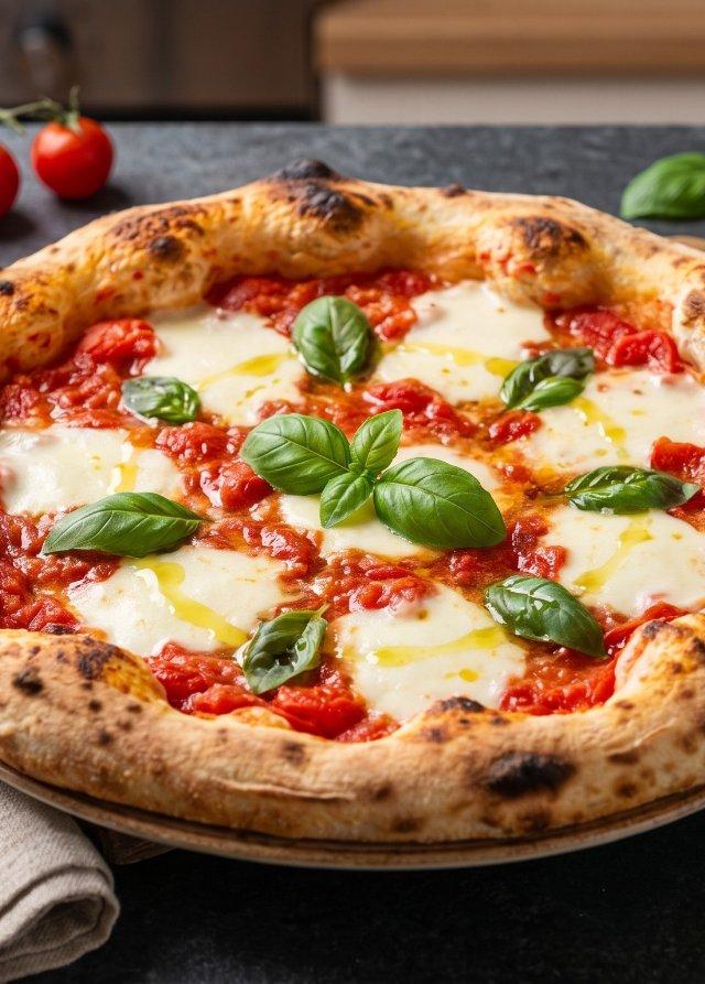 Pizza Margherita mit selbstgemachtem Teig