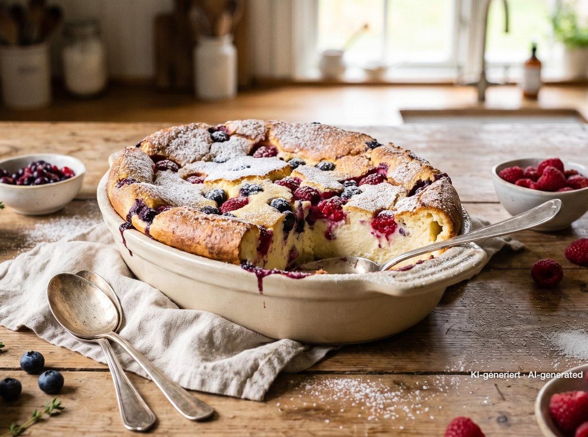 Soufflé de quark al horno con frutos rojos