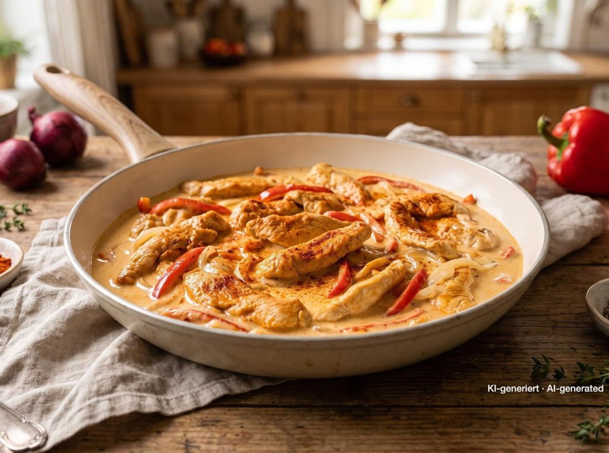 Émincé de dinde à la crème de poivrons
