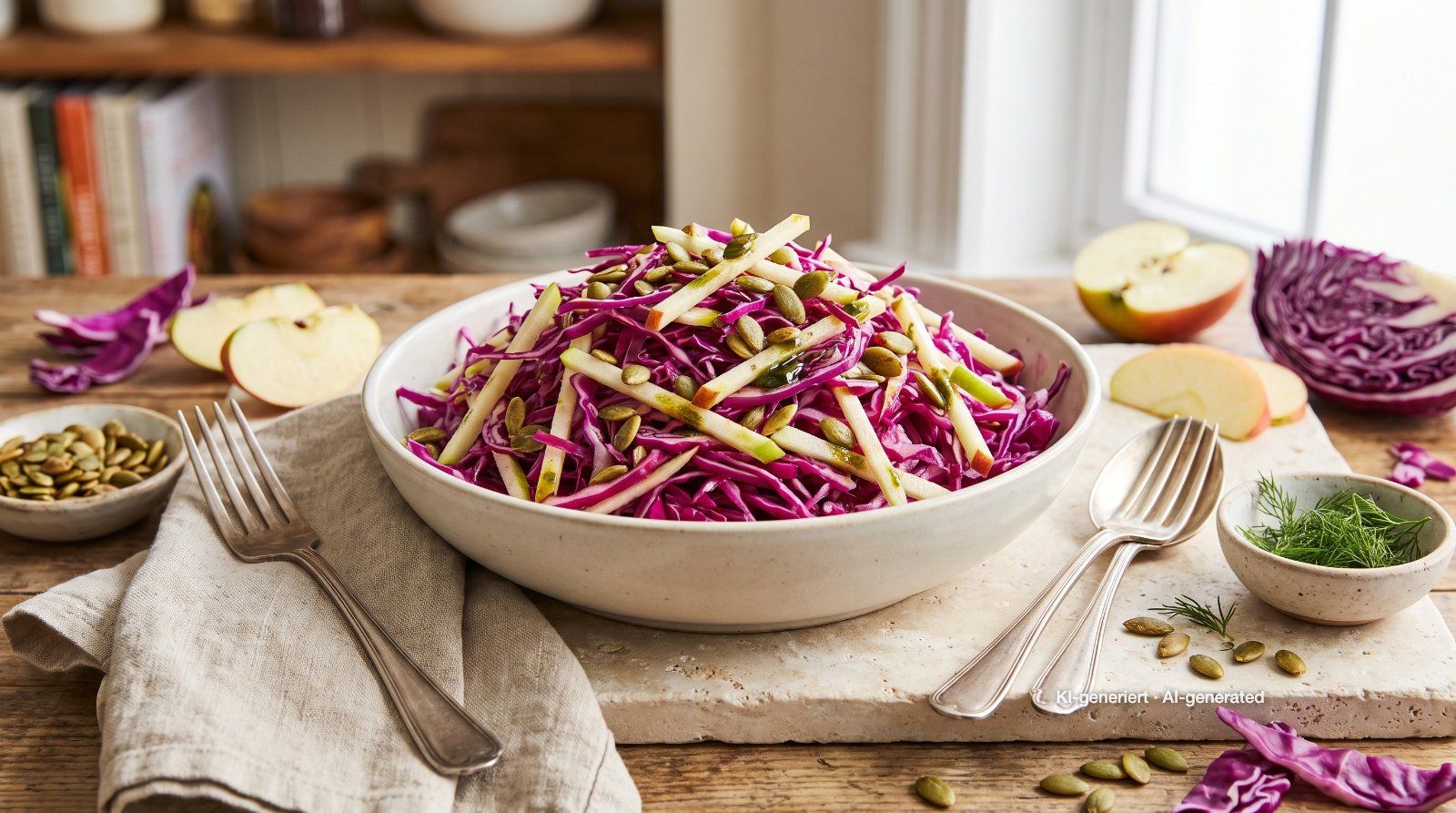 Raw Apple Red Cabbage Slaw