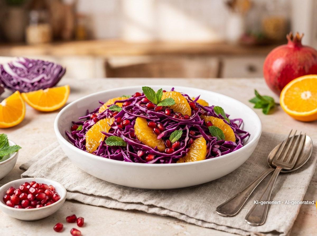 Ensalada de lombarda cruda con naranja