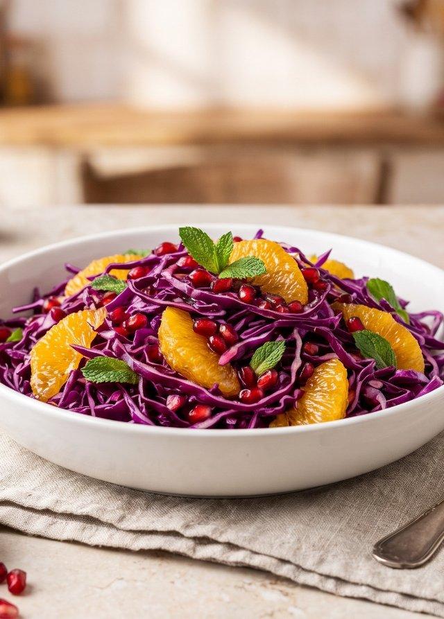Ensalada de lombarda cruda con naranja