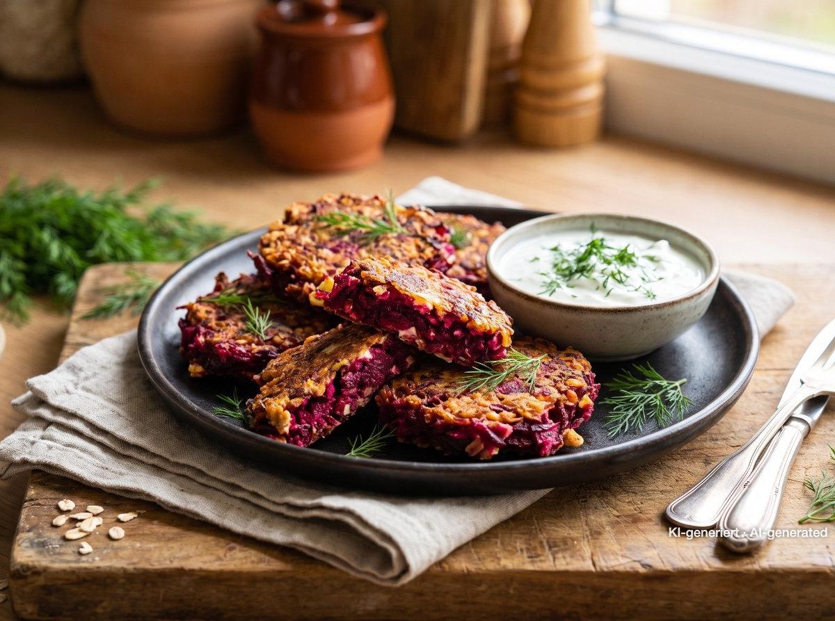 Galettes de betterave et sauce au yaourt