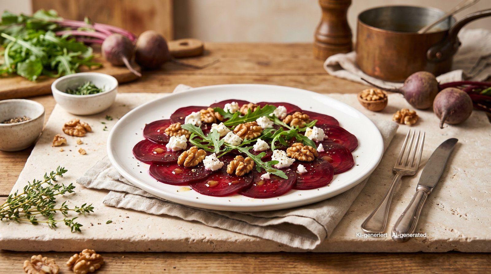 Rote-Bete-Carpaccio mit Ziegenkäse
