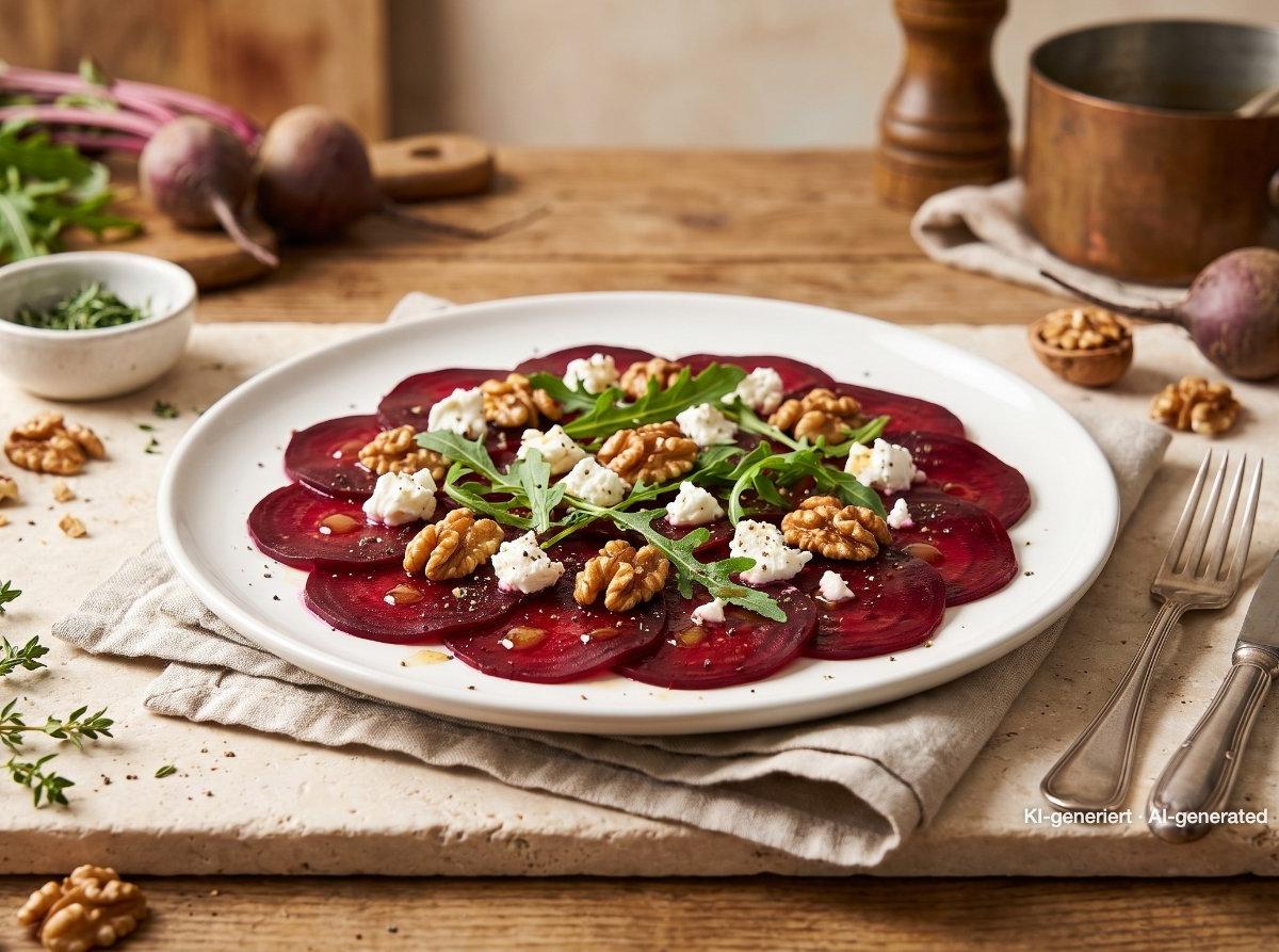 Carpaccio de remolacha con queso de cabra