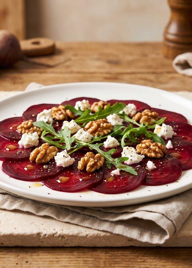 Carpaccio de remolacha con queso de cabra