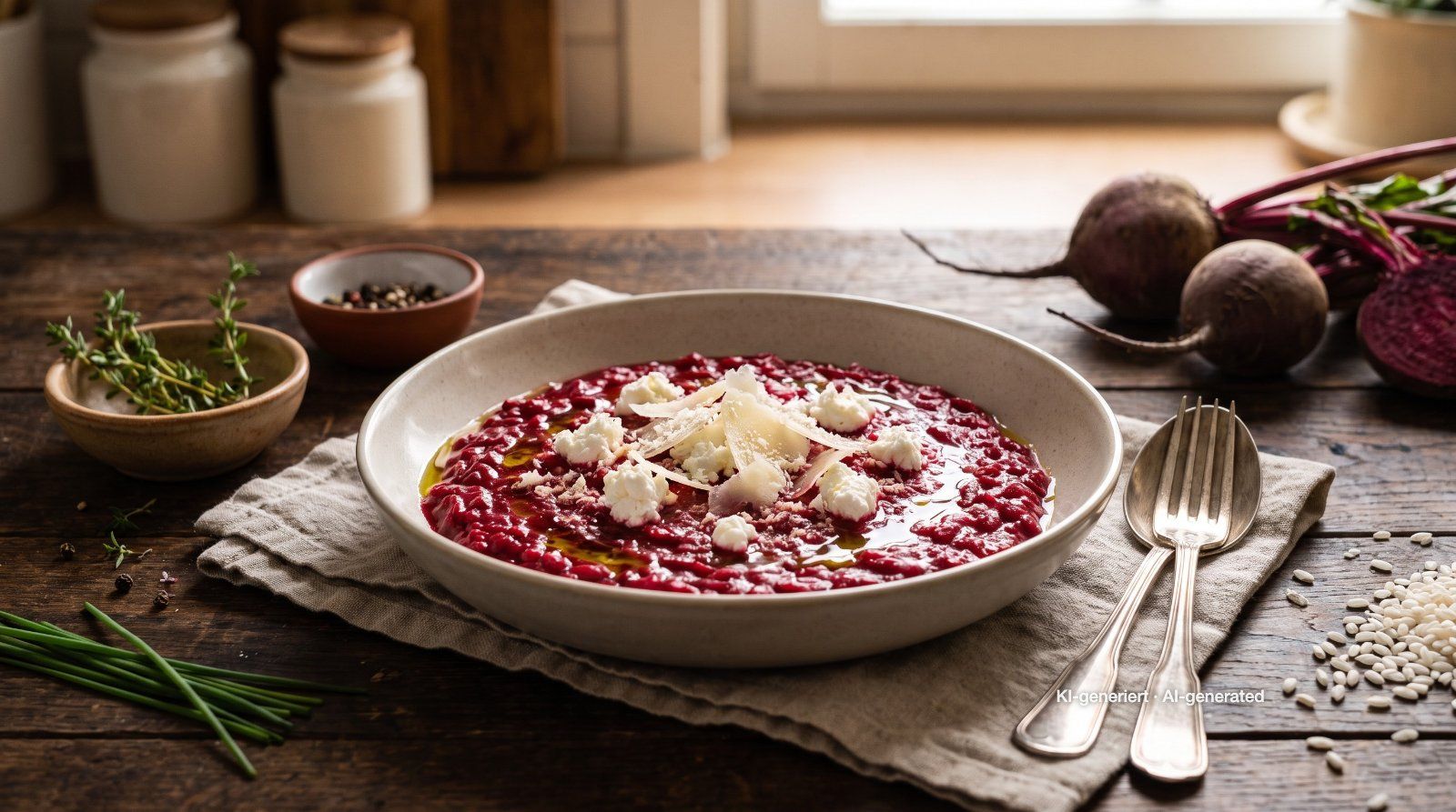 Beetroot Risotto with Goat Cheese