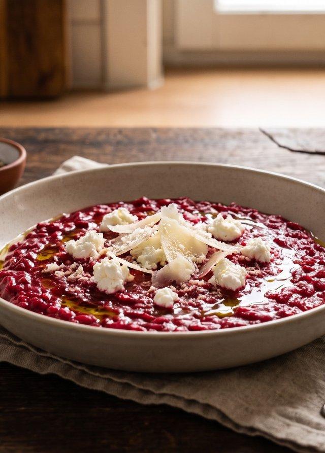 Beetroot Risotto with Goat Cheese