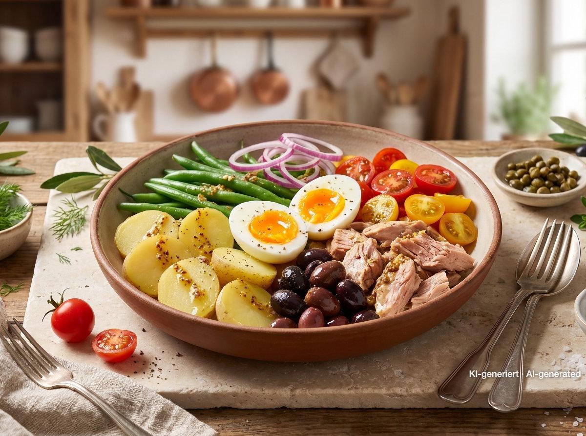 Salade Niçoise con vinagreta de mostaza