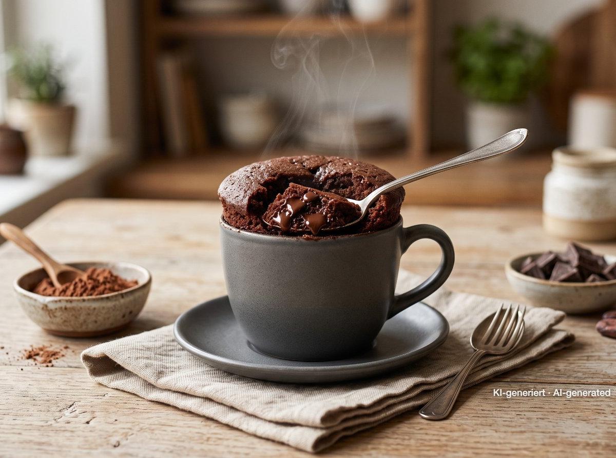 Bizcocho de chocolate en taza