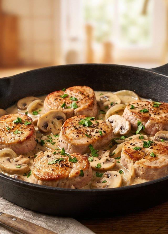 Pork Medallions in Mushroom Cream