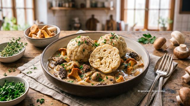 Semmelknödel mit Pilzrahm
