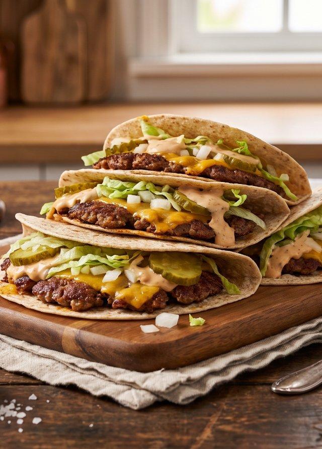 Smash burger tacos