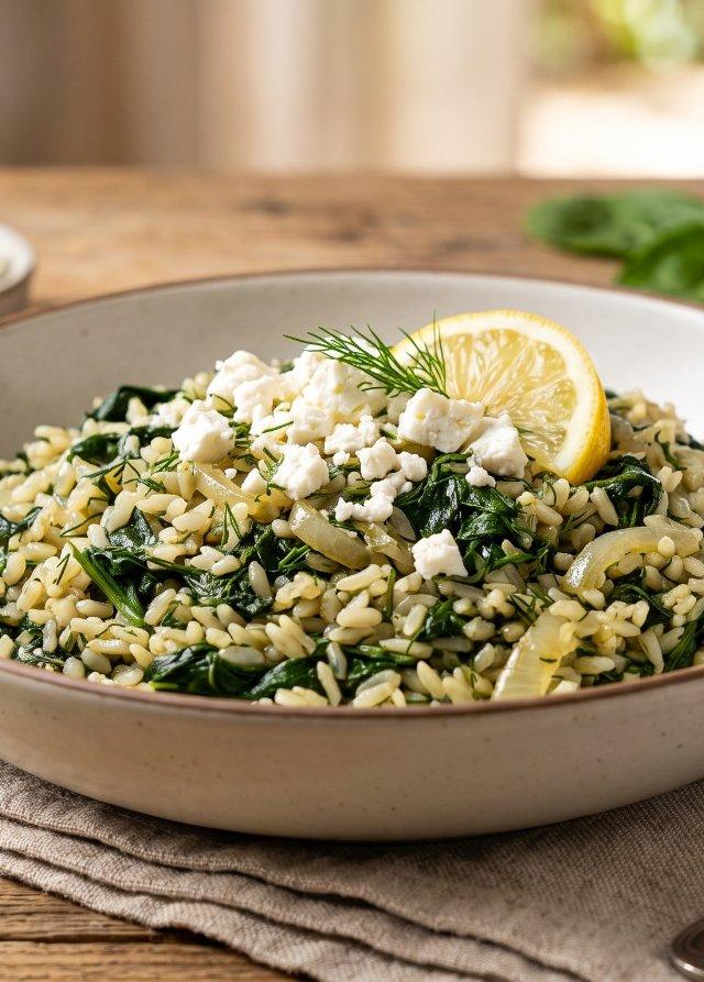 Spanakorizo — Greek Spinach Rice
