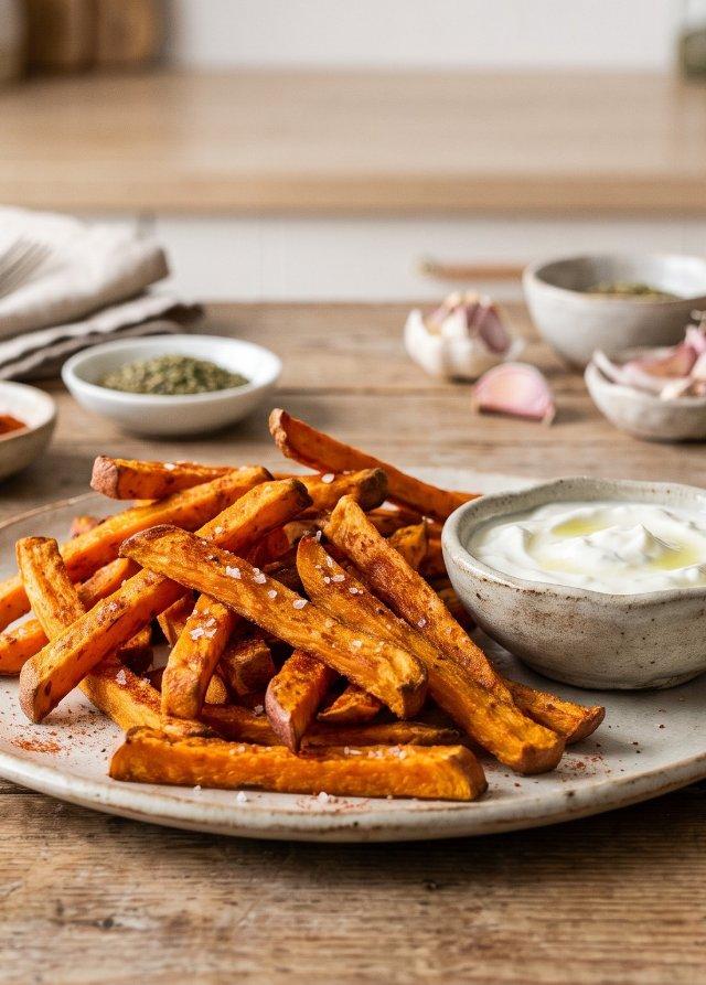 Süßkartoffel-Pommes aus dem Ofen