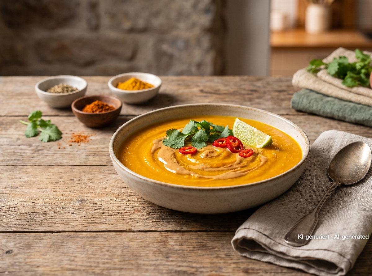 Sopa de boniato y cacahuete