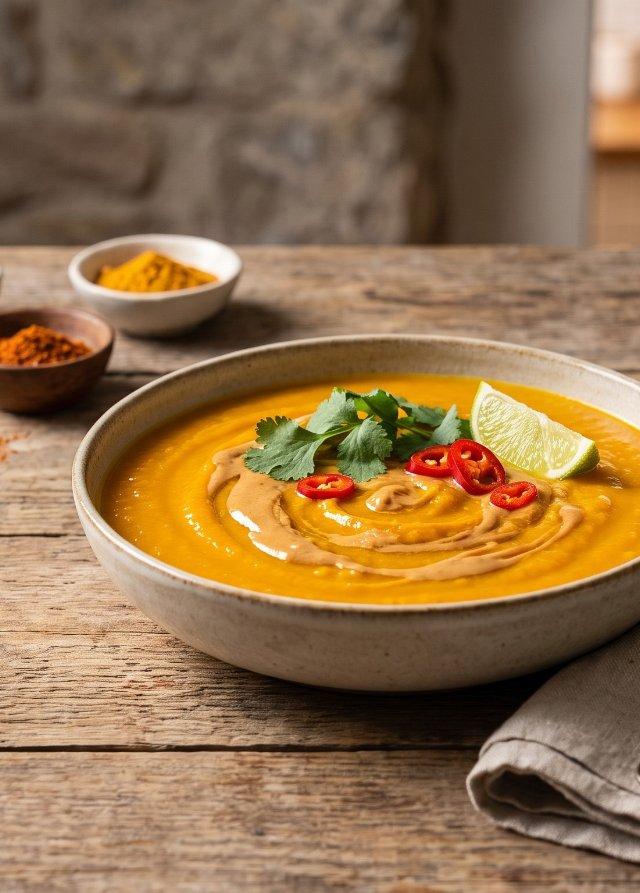 Sopa de boniato y cacahuete