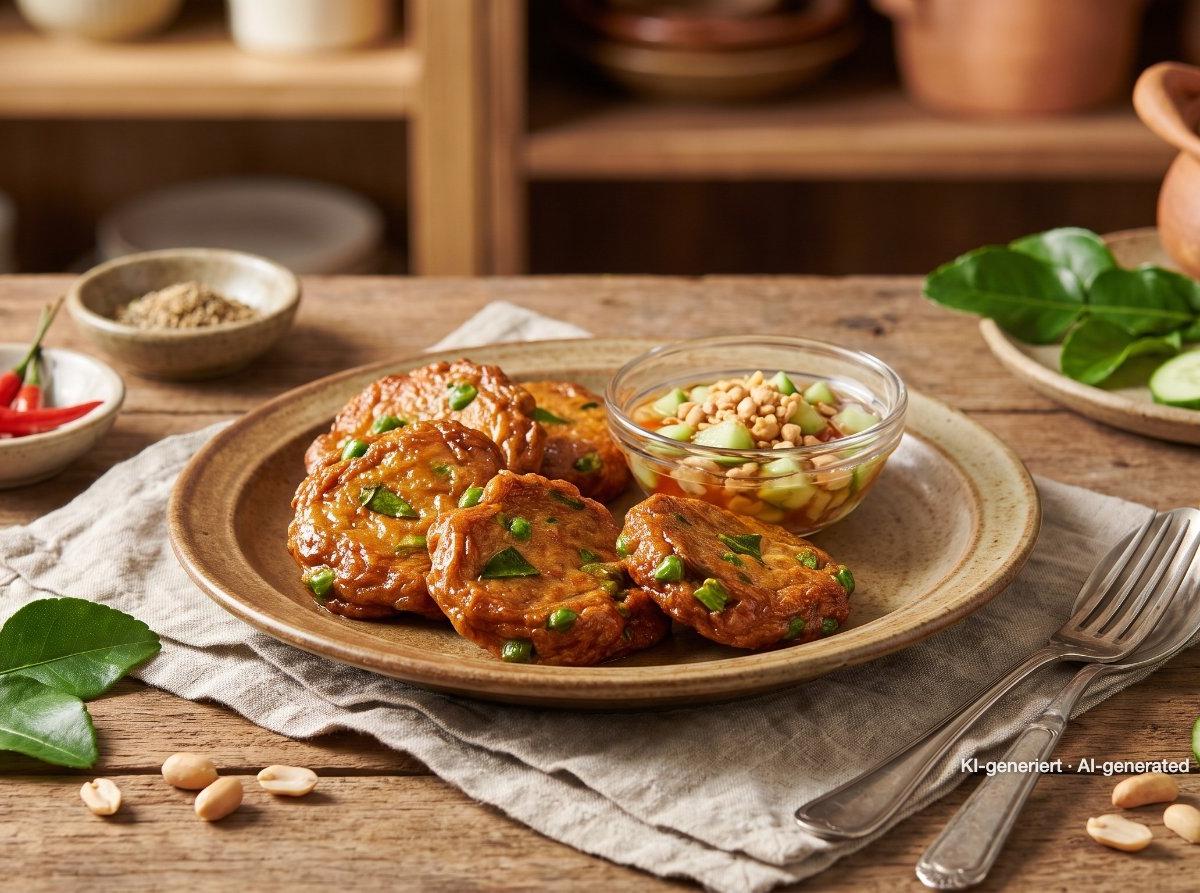 Thai Fish Cakes with Cucumber Peanut Dip
