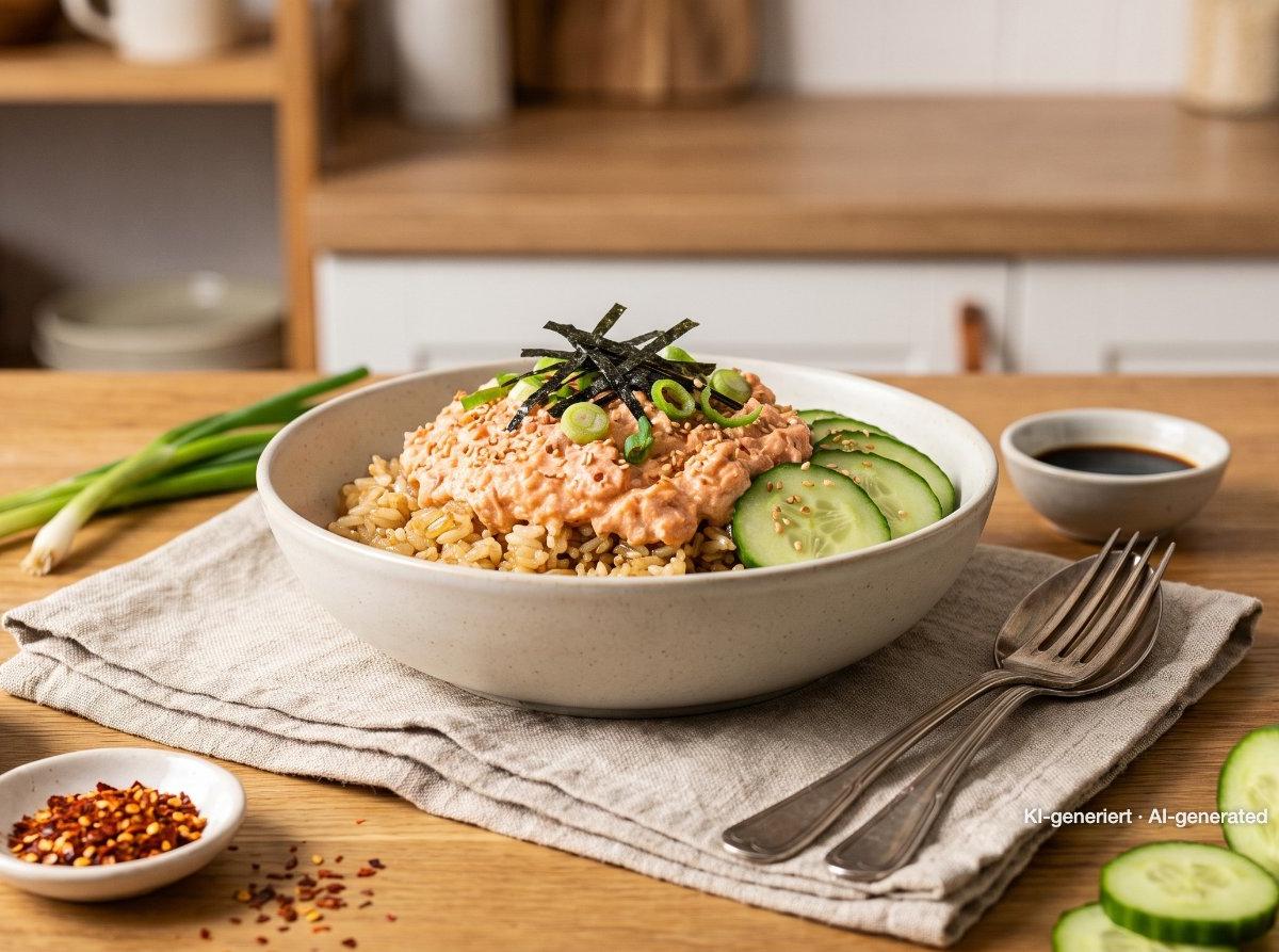 Bol de arroz con atún picante