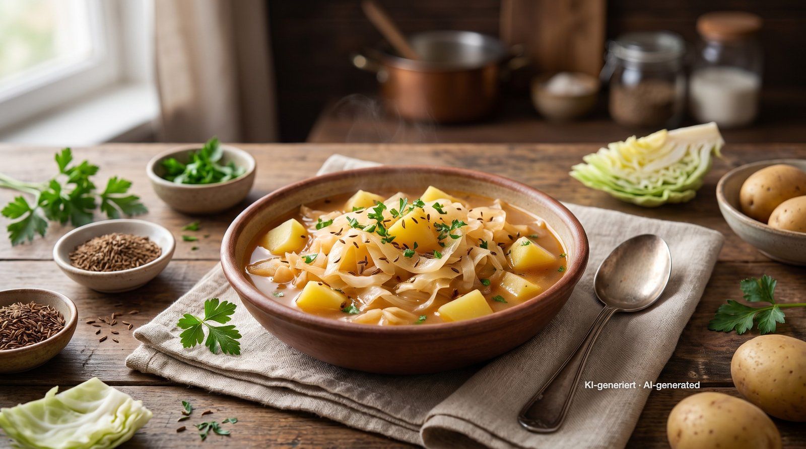 Cabbage and Potato Stew with Caraway