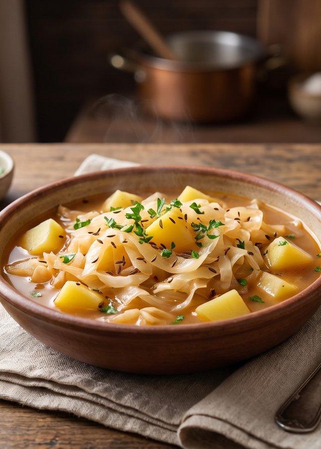 Cabbage and Potato Stew with Caraway