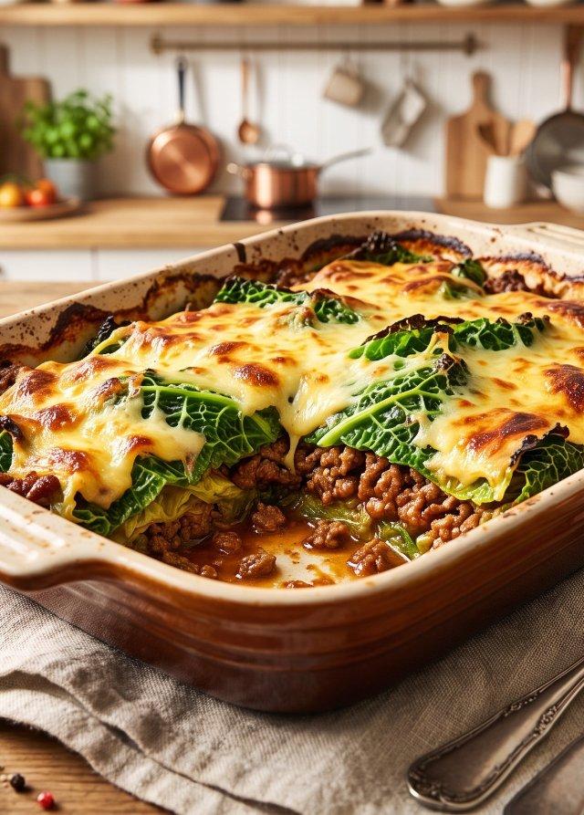 Savoy Cabbage and Beef Bake