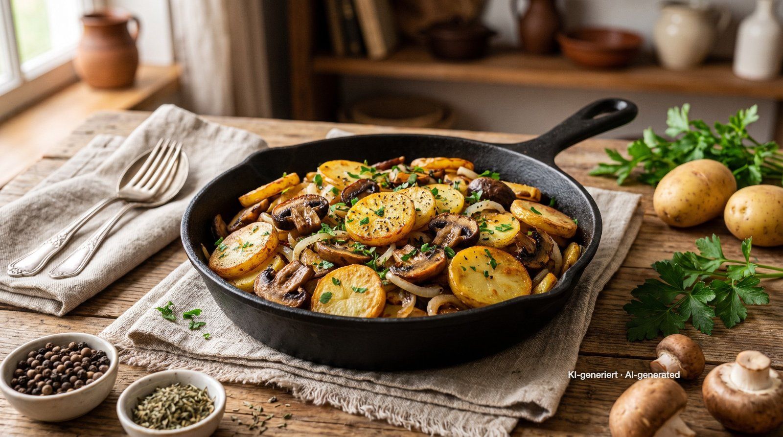 Fried Potatoes with Mushrooms