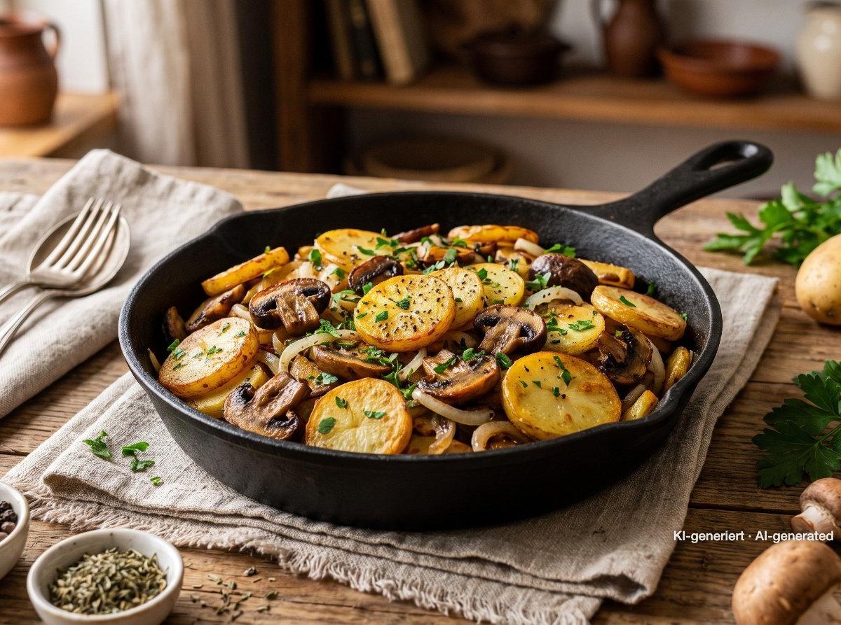 Fried Potatoes with Mushrooms