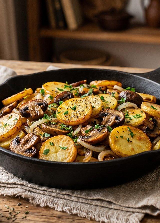 Fried Potatoes with Mushrooms