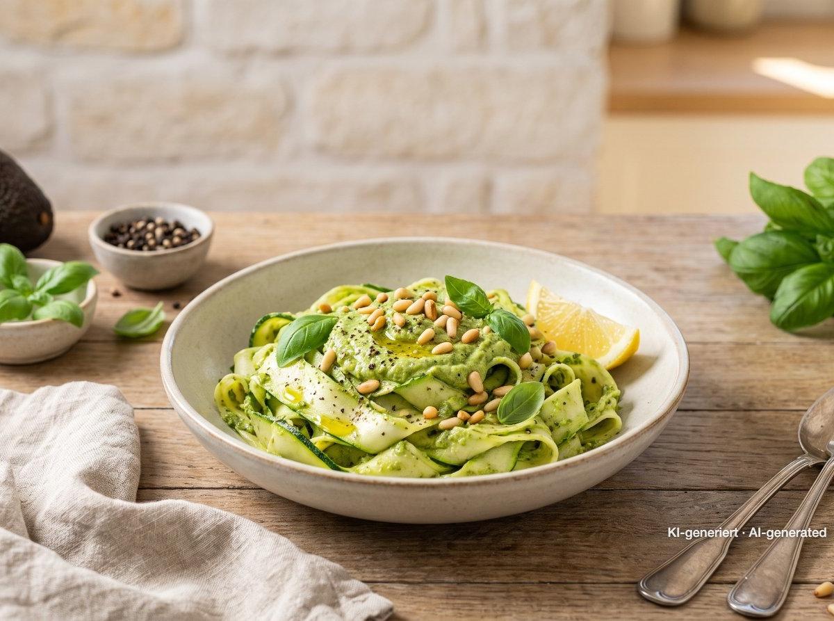 Spaghettis de courgette au pesto d'avocat
