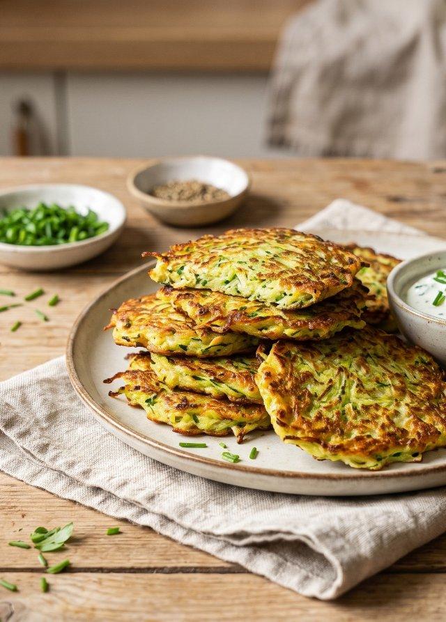 Zucchini Fritters with Herb Quark