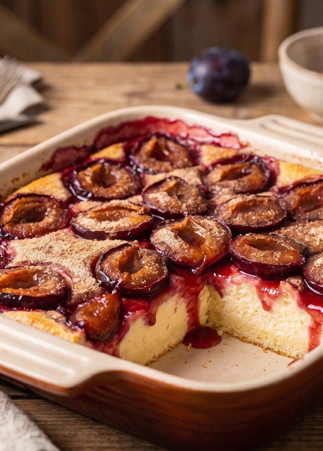 Baked Plum and Quark Pudding