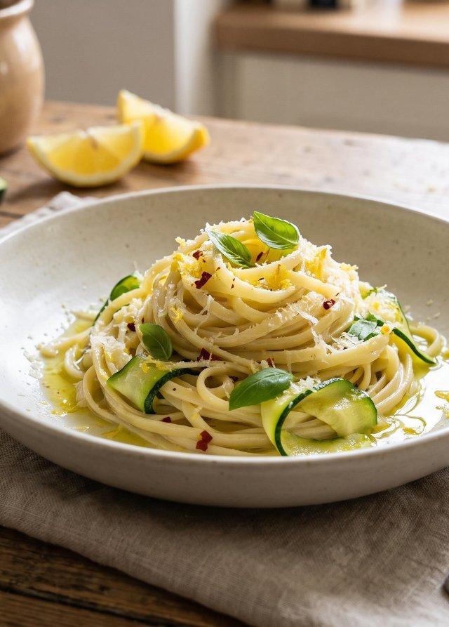 Zitronen-Zucchini-Pasta mit Parmesan
