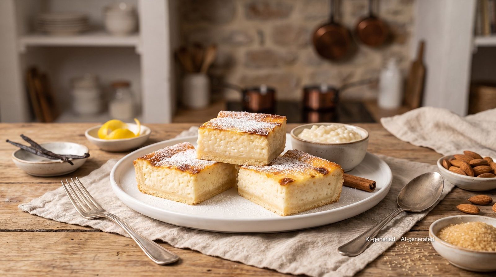 Aachener Reisfladen (rice tart from Aachen) in a small tin from the airfryer