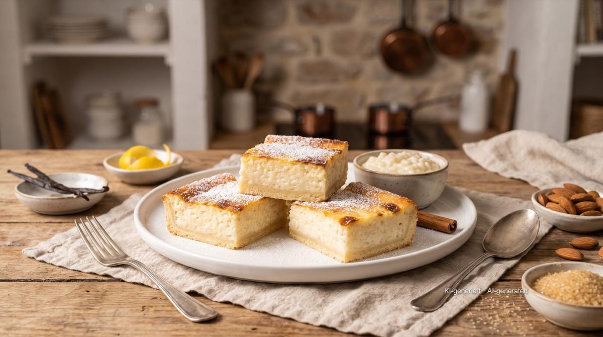 Aachener Reisfladen (rice tart from Aachen) in a small tin from the airfryer – Recipe and image AI-created, editorially reviewed