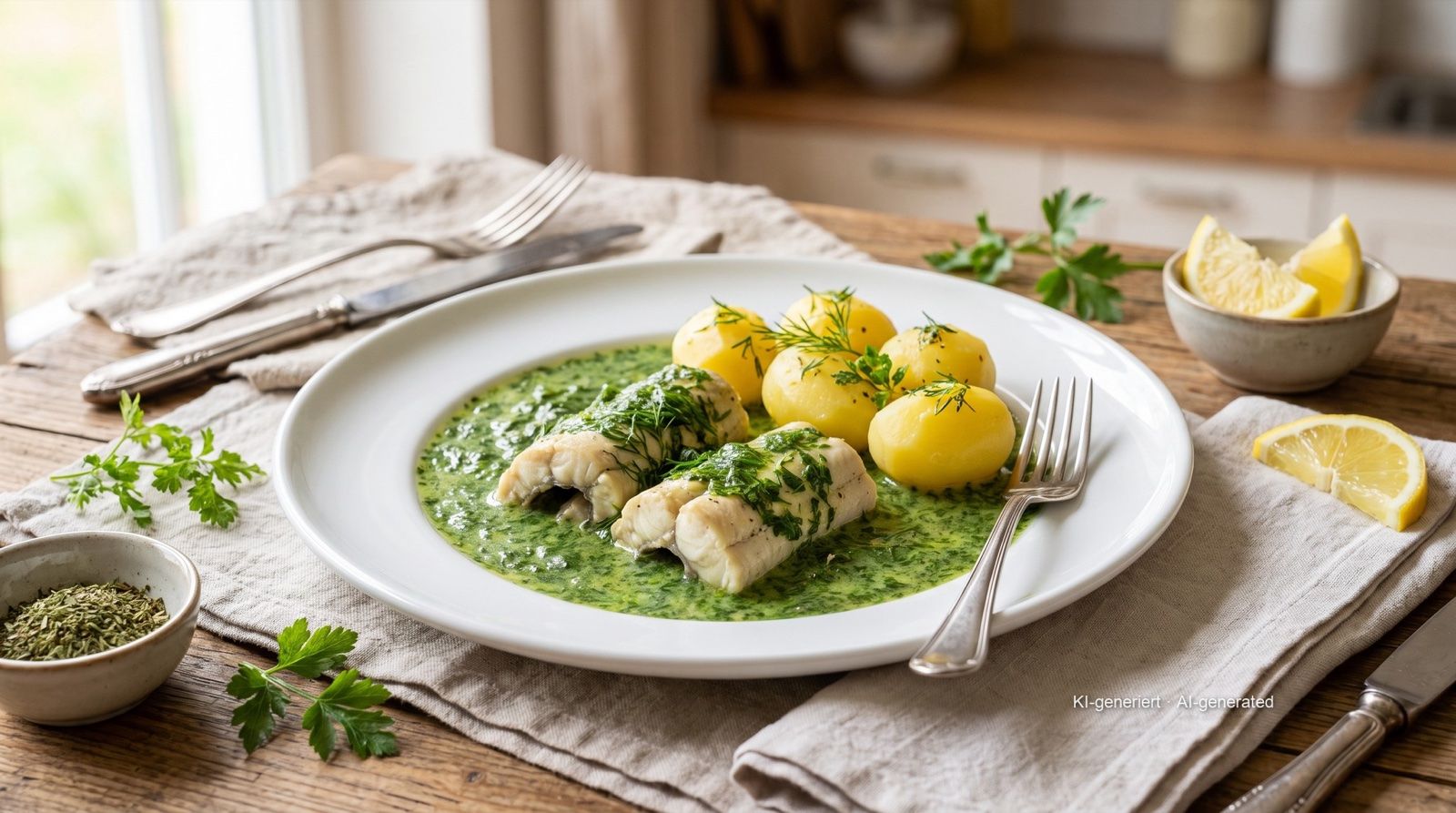 Aal grün (eel in green herb sauce)